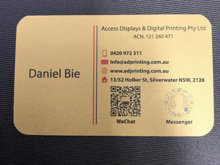 Gold metallic business cards